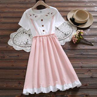 Mock Two Piece Cartoon Printed Dress