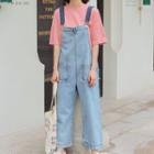 Washed Wide-leg Dungaree