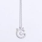 Rhinestone Cat 925 Sterling Silver Necklace Silver - One Size