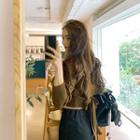 Tie-back Cropped Cable-knit Top