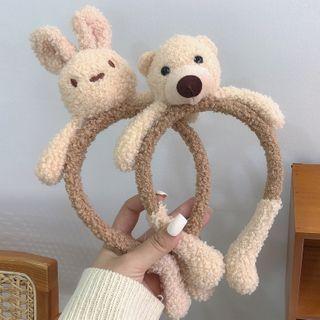 Rabbit / Bear Chenille Headband 4075 - Bear - Light Brown - One Size