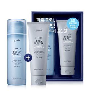 Goodal - For Men Sebum Breaker All In One Set (dry Skin): All In One Skin 150ml + Shaving & Cleansing Foam 100ml 2pcs