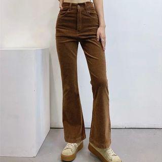 High Waist Corduroy Boot-cut Pants