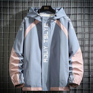 Lettering Two Tone Zipped Jacket