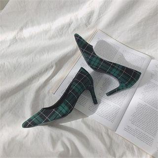 Checked High-heel Pumps