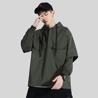 Mock Two-piece Cargo Hoodie