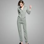 Set: Hooded Cardigan + Drawstring-waist Pants