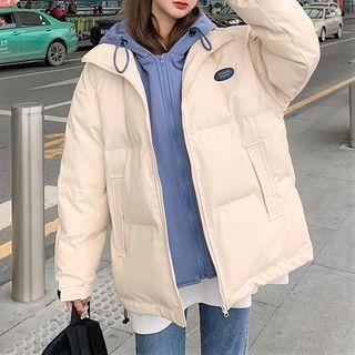 Mock Two-piece Hooded Zip Padded Jacket