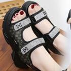 Rhinestone Ankle-strap Adhesive Tab Flat Sandals