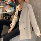 Plain Slim-fit Blazer Khaki - One Size