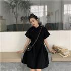 Chinese-style A-line Dress Black - One Size