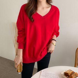 Vivid V-neck Oversized Sweatshirt