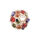 Elegant And Fashion Plated Rose Gold Geometric Color Cubic Zirconia Brooch Rose Gold - One Size