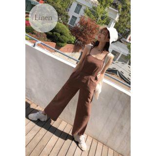 Strap-back Linen Blend Jumpsuit