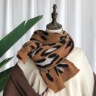 Leopard Print Knit Scarf As Shown In Figure - One Size