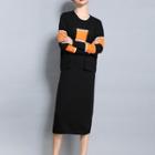 Set: Color Block Midi Tank Dress + Cardigan