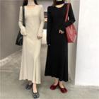 Choker Knit Midi A-line Dress