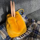 Hoop-handle Faux-fur Bucket Bag