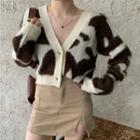 Leopard Print Cropped Cardigan / Mini Pencil Skirt