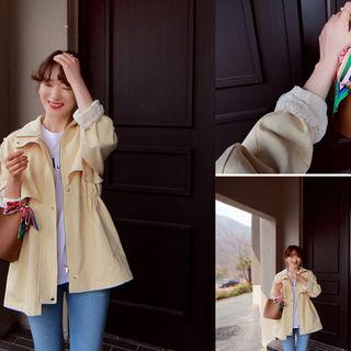 Lace-trim Drawstring-waist Safari Jacket
