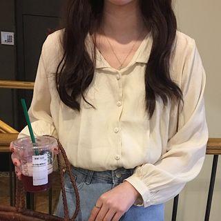 Peter Pan Collar Chiffon Blouse Almond - One Size
