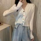 Rainbow Button Long-sleeve Cardigan