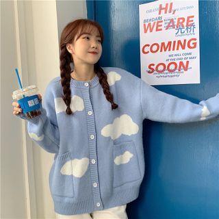 Cloud Print Cardigan Blue & White - One Size