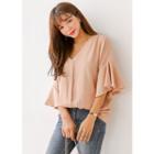 Plus Size Flutter-sleeve Strappy-back Chiffon Top