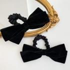 Velvet Bow Hair Tie 1 Pc - Black - One Size