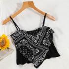Print Cropped Camisole Top Black - One Size