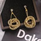 925 Sterling Silver Asymmetric Dangle Earring 1 Pair - Gold - One Size