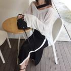 Plain Sheer Loose-fit Knit Top / Color-block Knit Skirt