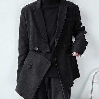 Button-front Plain Blazer