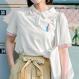Rabbit Print Short-sleeve Polo Shirt