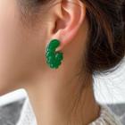 Retro Gemstone Earring Type A - 1 Pair - Green - One Size