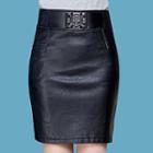 High-waist Faux-leather Mini Skirt