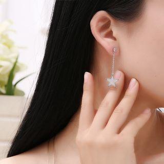 Rhinestone Star Dangle Earring 1 Pair - As Shown In Figure - - One Size