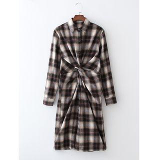 Twisted Plaid Shirtdress