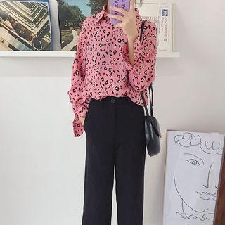 Leopard Print Shirt Pink - One Size