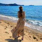 Tie-shoulder Leopard Tiered Maxi Sundress
