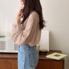 Frilled-collar Balloon-sleeve Floral Blouse