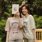 Elbow-sleeve Illustrated T-shirt