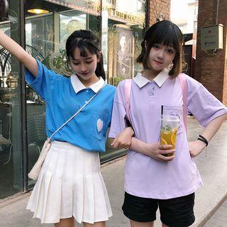 Heart Printed Polo Shirt