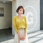 Pocket-front Colored Cardigan