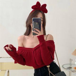 Off-shoulder Ruffle Sweater
