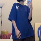 Short Sleeve Crane Printed T-shirt