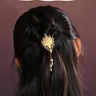 Retro Resin Flower Faux Pearl Hair Clip Yellow - One Size