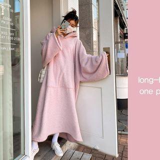 Extra-oversize Dumble Hoodie Dress Pink - One Size
