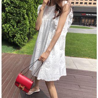 Frilled-sleeve Eyelet Dress