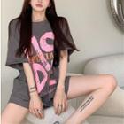 Oversized Printed T-shirt Gray - One Size